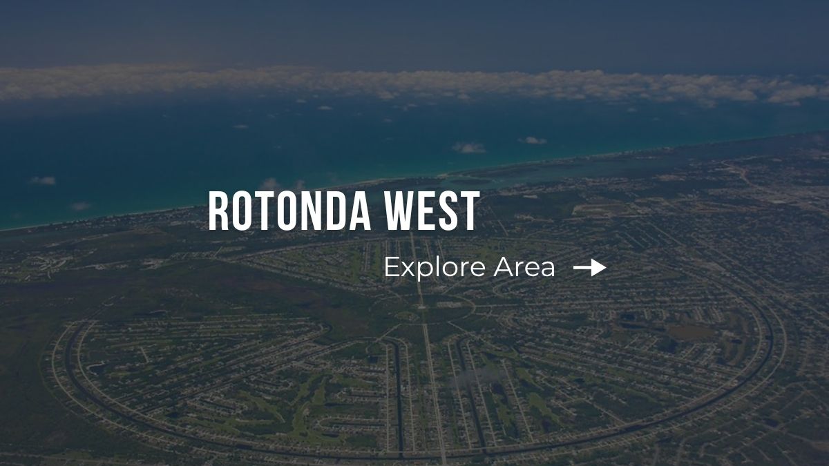 Aerial view of Rotonda West neighborhoods and circular street layout near the Gulf Coast
