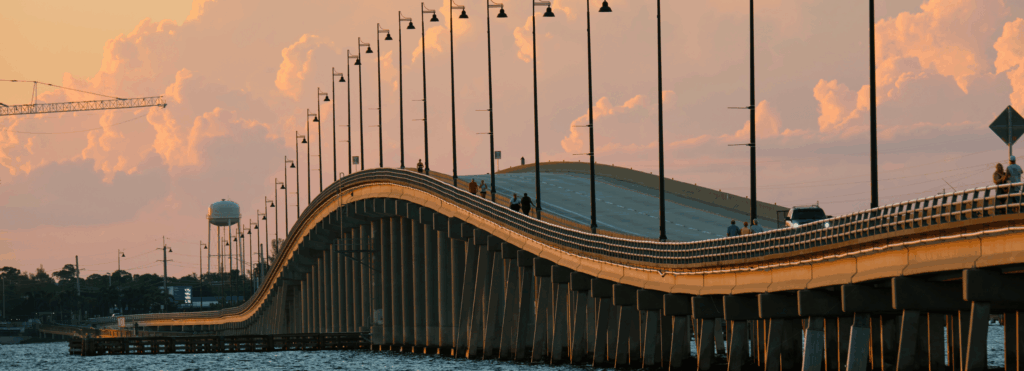 Charlotte Harbor Bridge at sunset near Port Charlotte, Florida